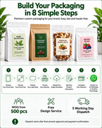 Custom Flat Bottom Pouches + Labels | MOQ 500 | Free Design