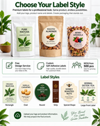 Custom Flat Bottom Pouches + Labels | MOQ 500 | Free Design